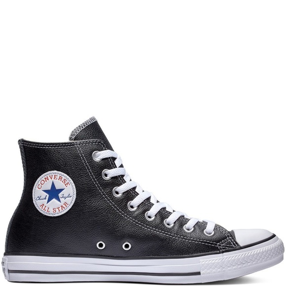 Converse Shoes - Black Leather High Top Converse High Tops